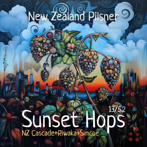 Sunset Hops: NZ Cascade+Riwaka+Simcoe
