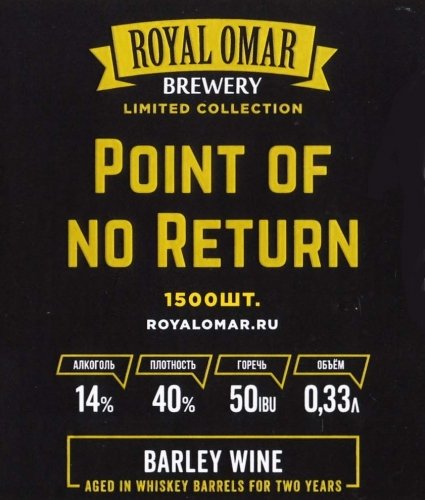Point of No Return Aged In Whiskey Barrels