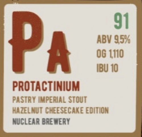 Protactinium Pastry Imperial Stout Hazelnut Cheesecake Edition